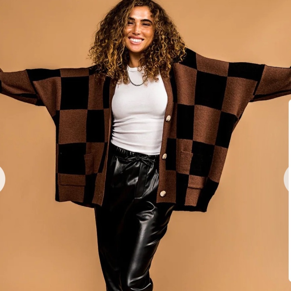 Dressed in LaLa Love You Checkerboard Cardigan